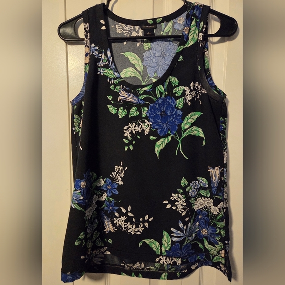 Ann Taylor Tops - Ann Taylor Black and Blue Floral Tank Top